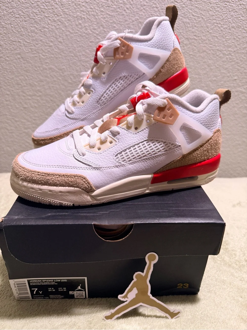 Jordan Spizike Low (GS) “White Desert Camo” Men’s 7Y/8.5 Women’s New w/ Box #141
